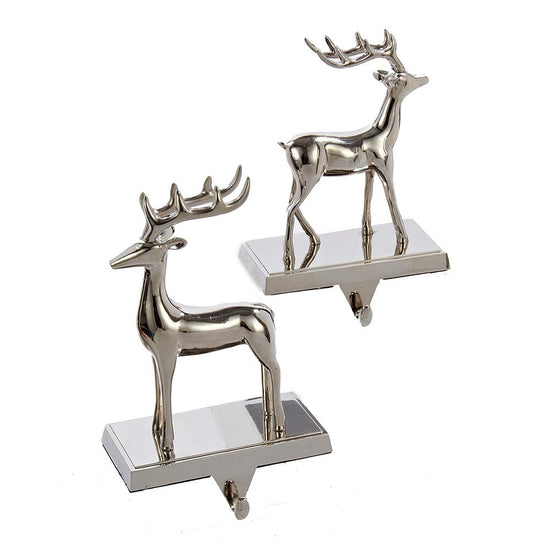 Silver Metal Reindeer Stocking Hanger -