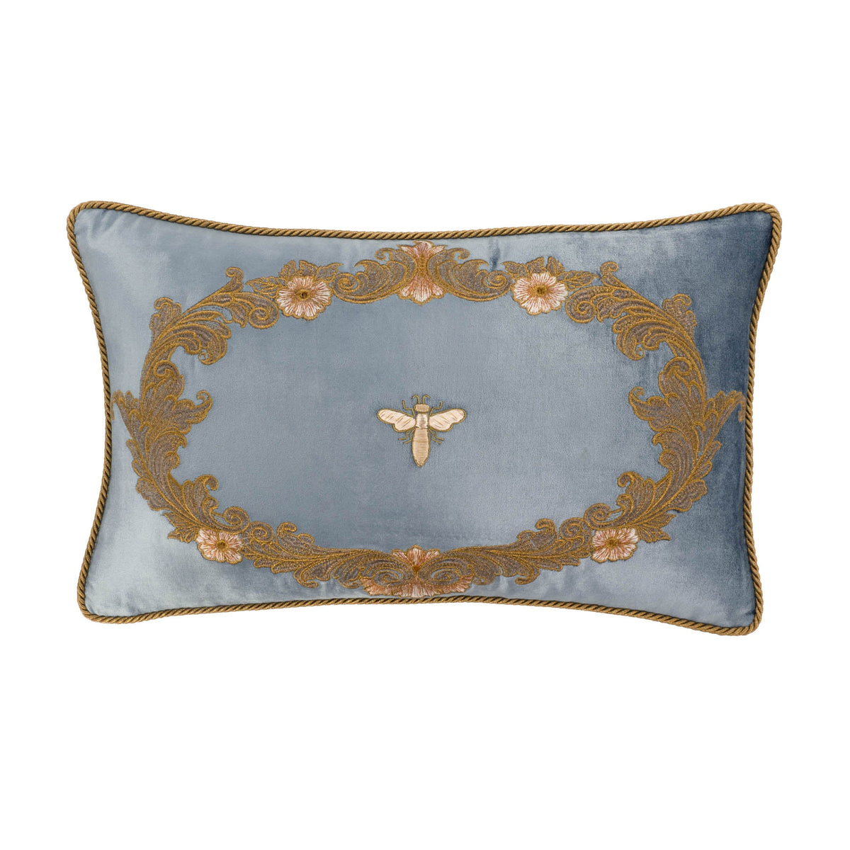 Venice Blue Silk Velvet Throw Pillow Cover, 12 x 20