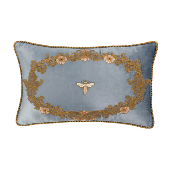 Venice Blue Silk Velvet Throw Pillow Cover, 12 x 20