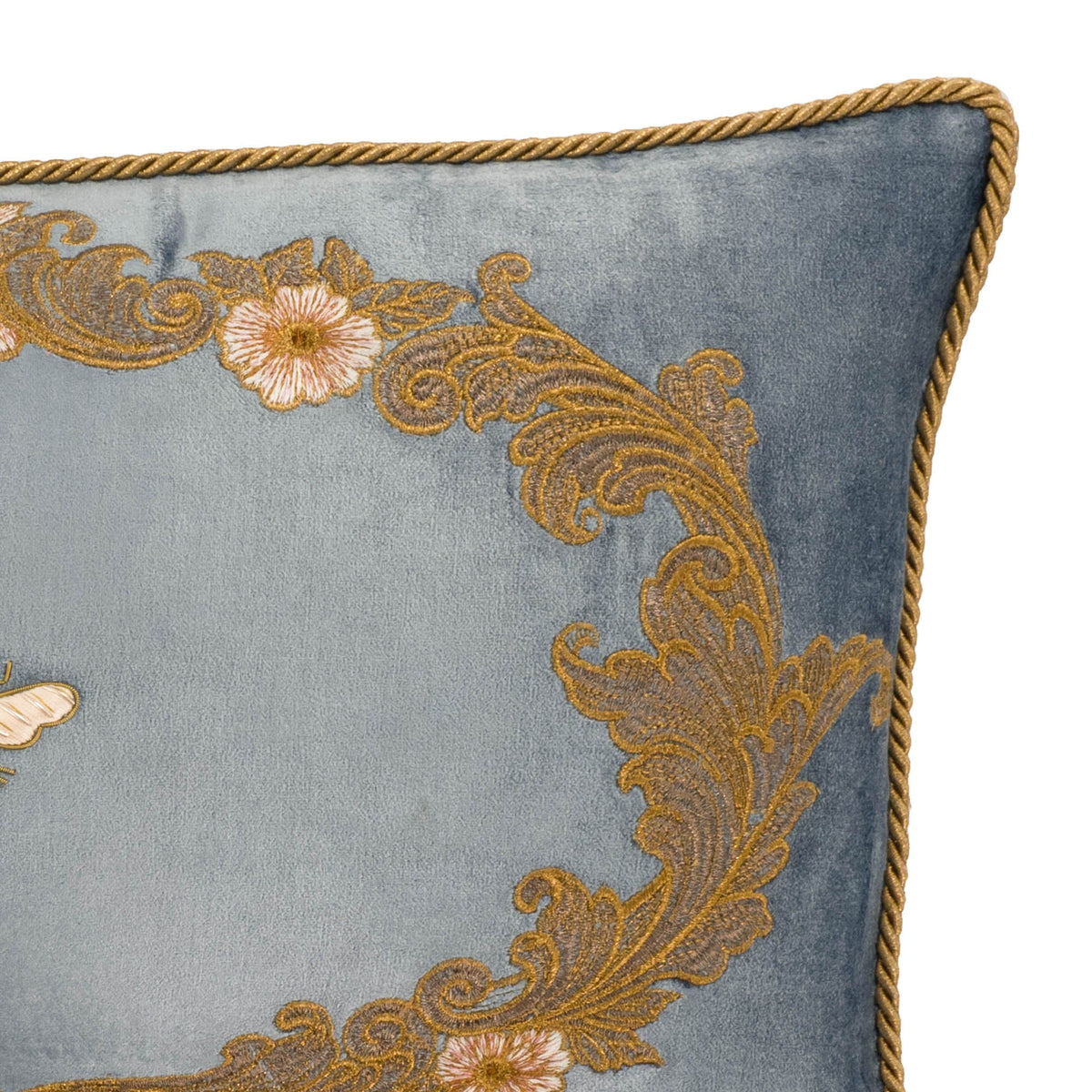 Venice Blue Silk Velvet Throw Pillow Cover, 12 x 20