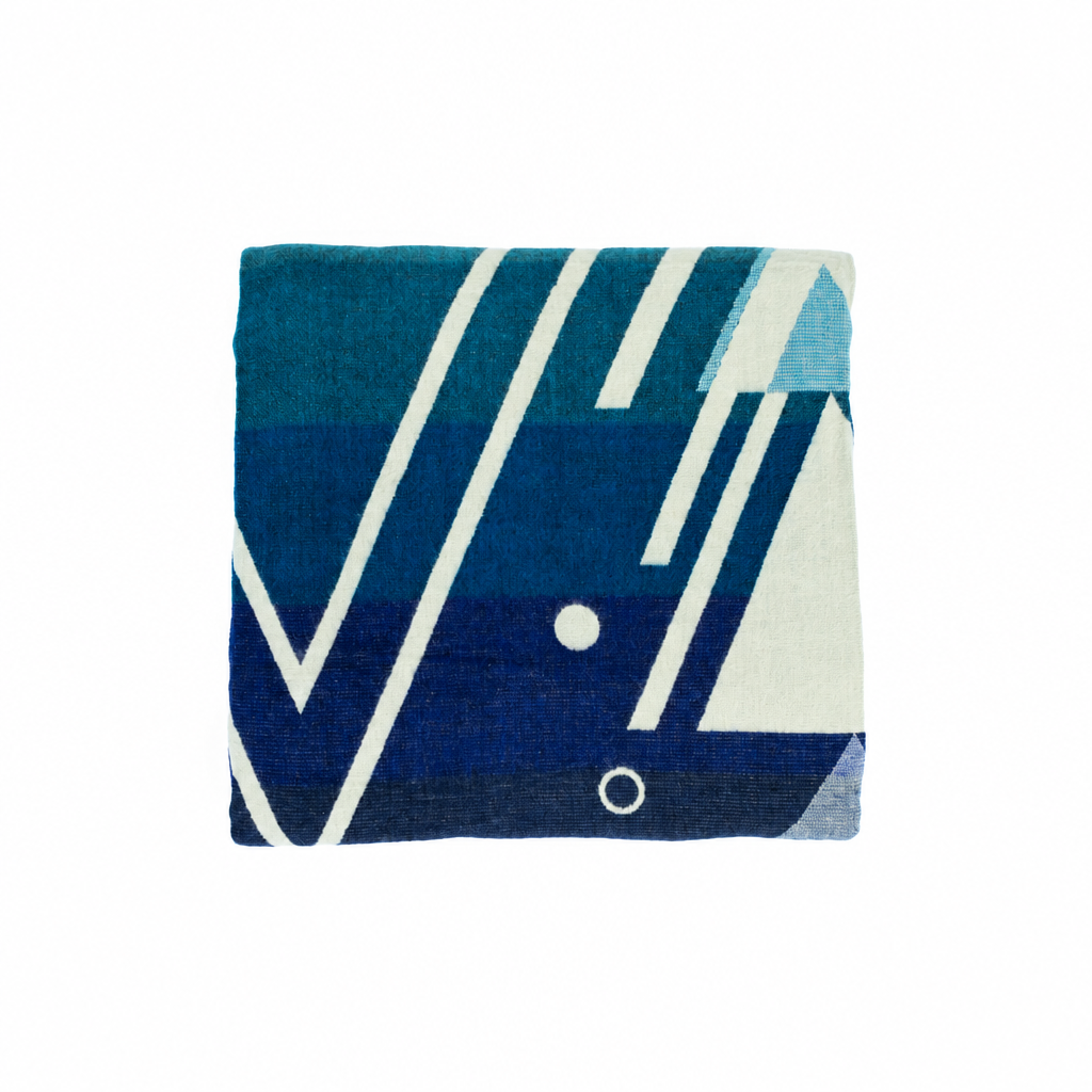 Reversible Handwoven Alpaca Throw Blanket | Chevron Vibrant Blues | Yachana Collection