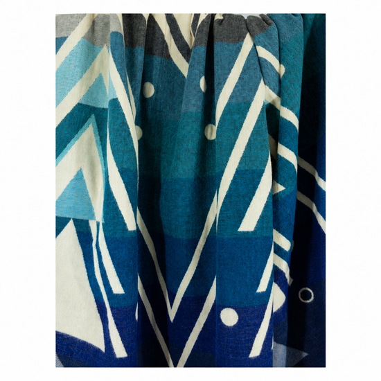 Reversible Handwoven Alpaca Throw Blanket | Chevron Vibrant Blues | Yachana Collection