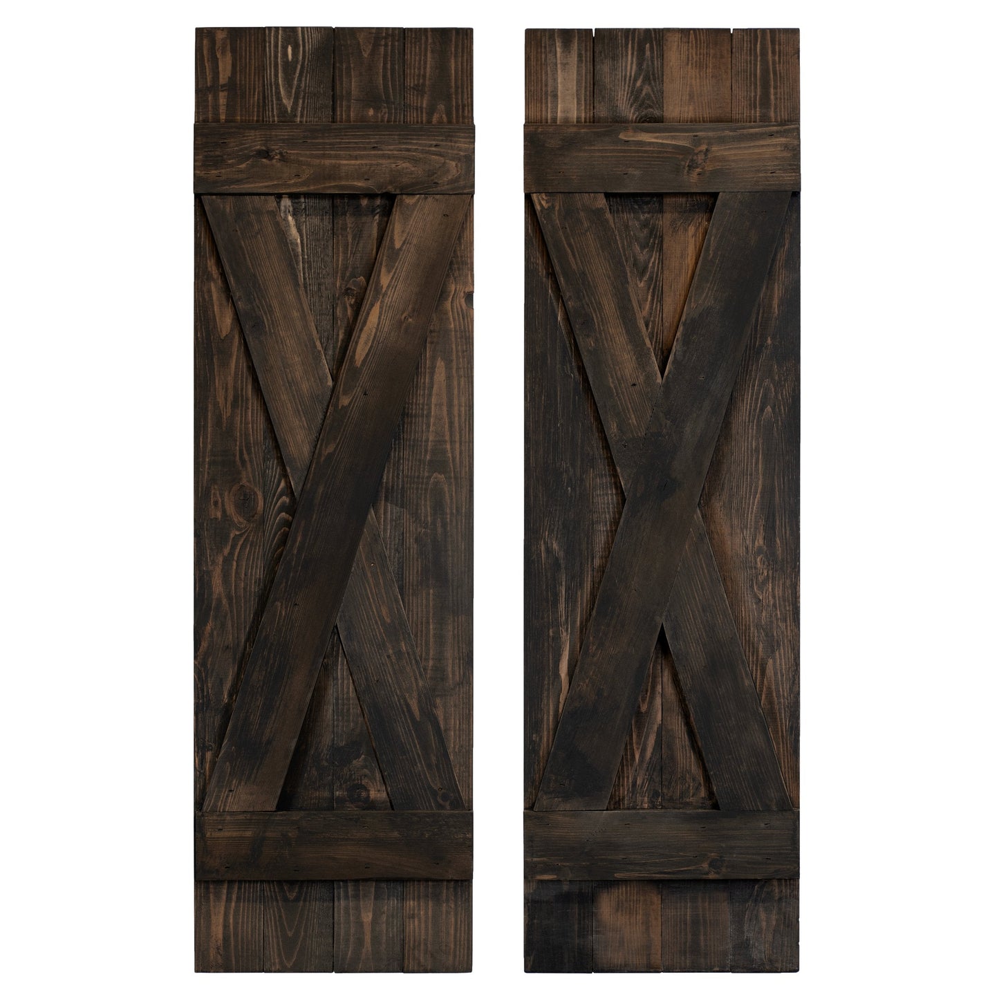 X-Bar Exterior Wood Shutters - Cedar - Set of 2