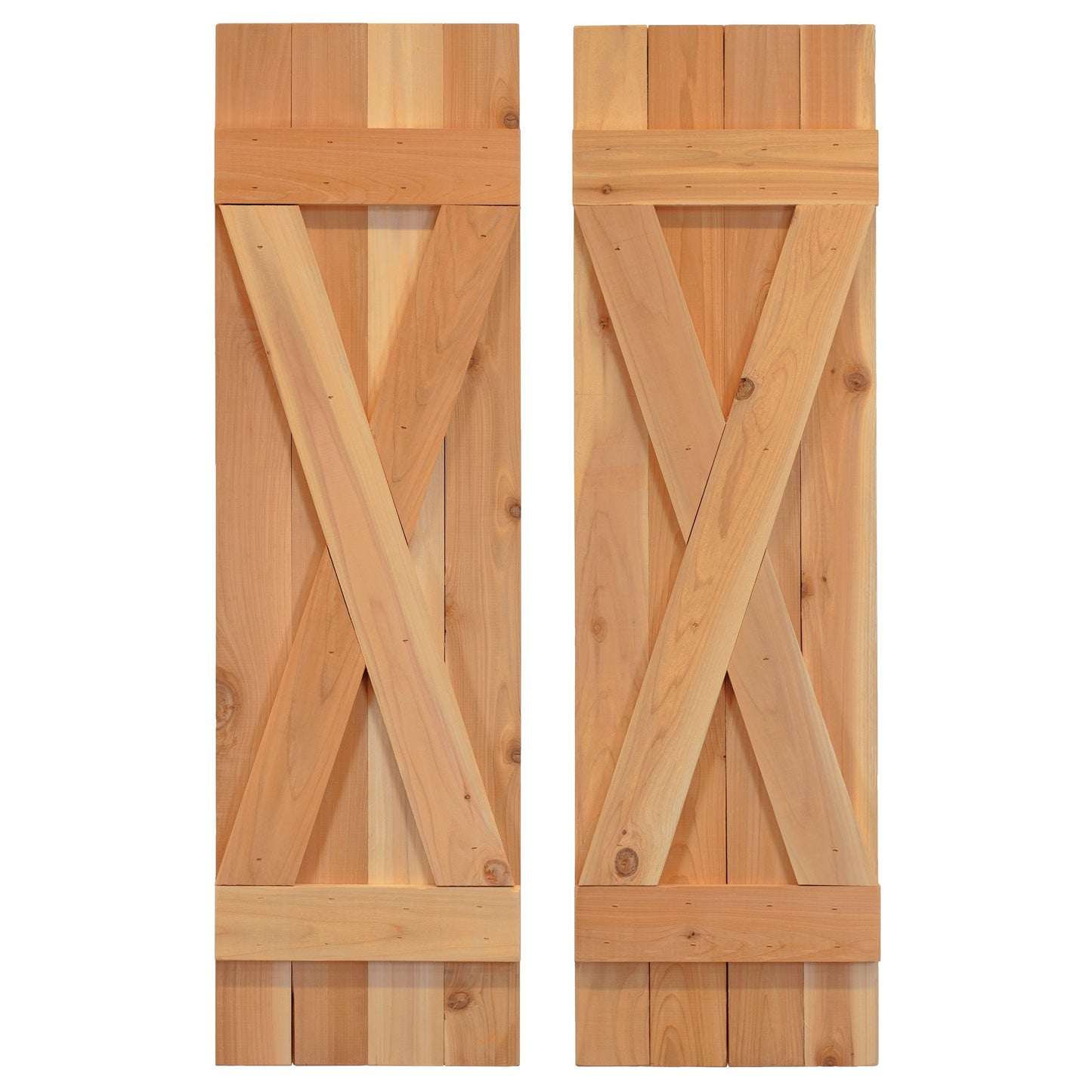X-Bar Exterior Wood Shutters - Cedar - Set of 2