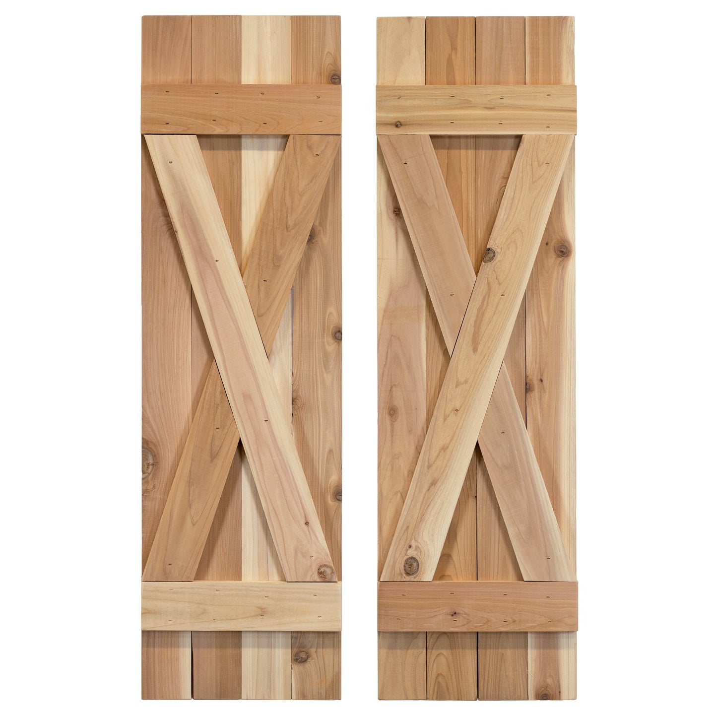 X-Bar Exterior Wood Shutters - Cedar - Set of 2