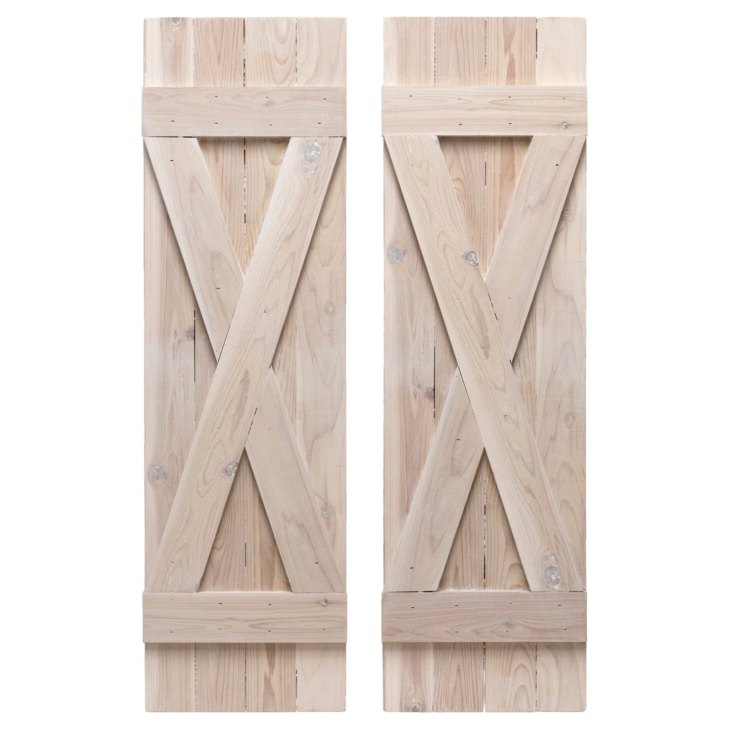 X-Bar Exterior Wood Shutters - Cedar - Set of 2