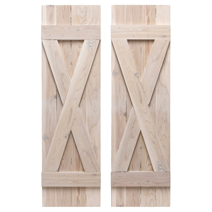 X-Bar Exterior Wood Shutters - Cedar - Set of 2