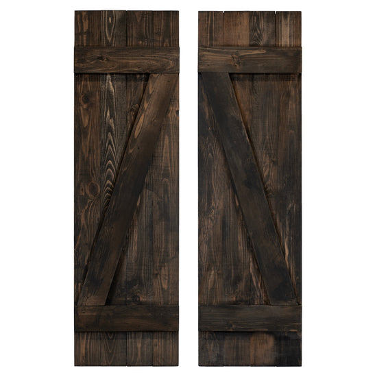 Z-Bar Exterior Wood Shutters - Cedar - Set of 2