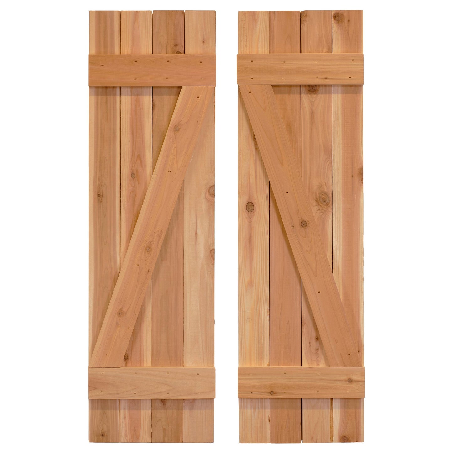 Z-Bar Exterior Wood Shutters - Cedar - Set of 2