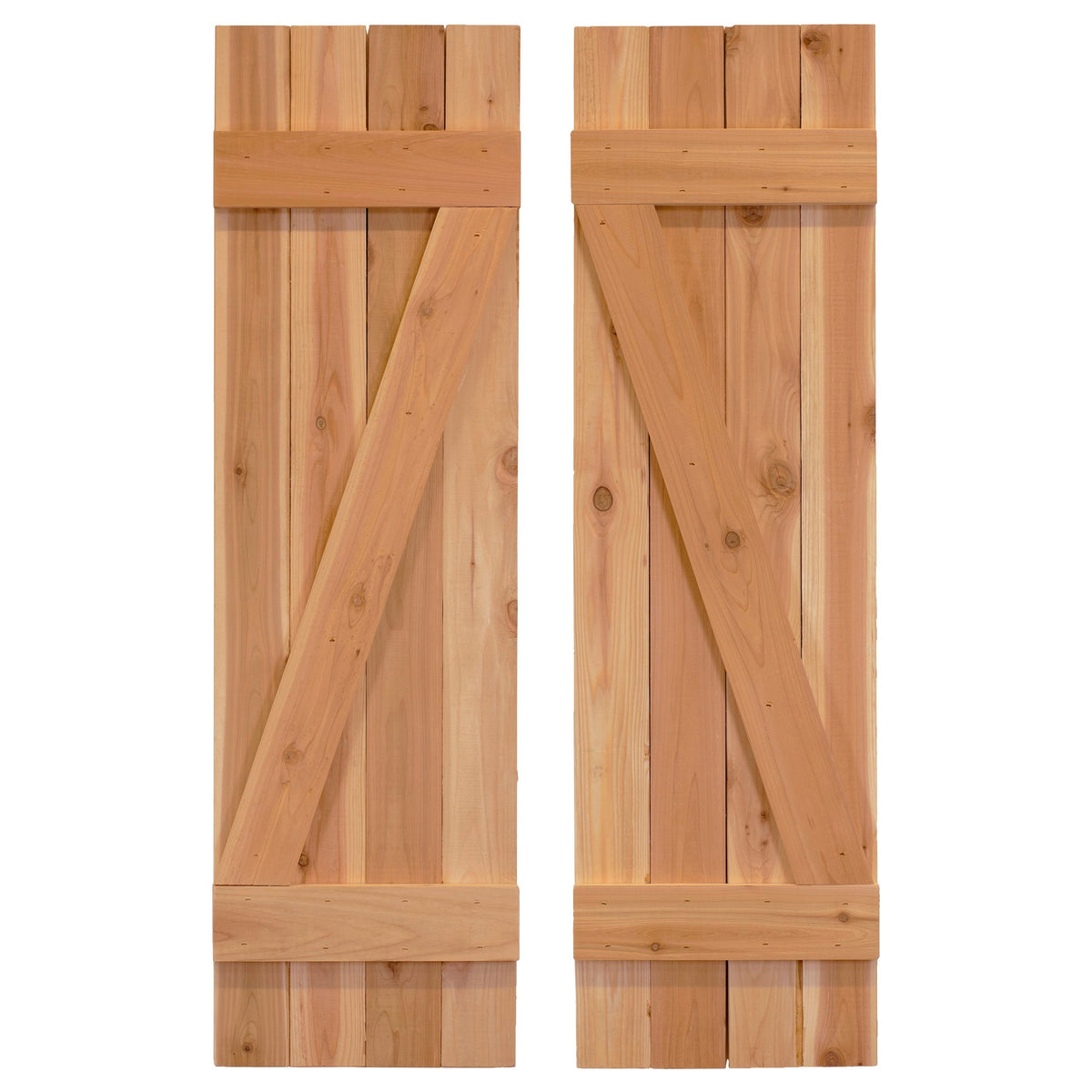 Z-Bar Exterior Wood Shutters - Cedar - Set of 2