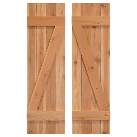 Z-Bar Exterior Wood Shutters - Cedar - Set of 2