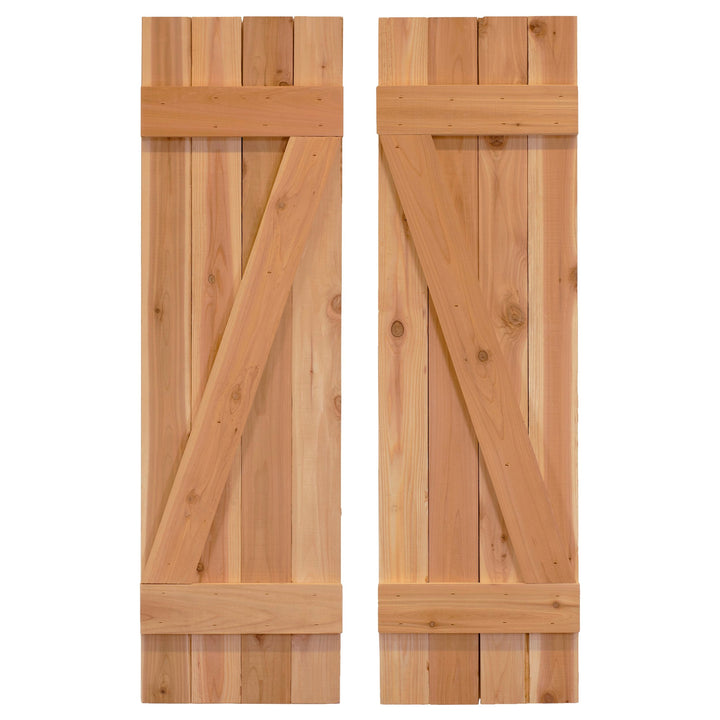 Z-Bar Exterior Wood Shutters - Cedar - Set of 2