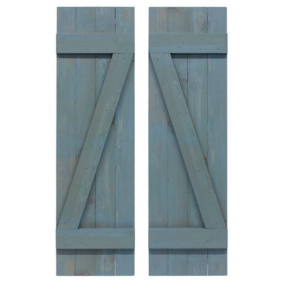 Z-Bar Exterior Wood Shutters - Cedar - Set of 2