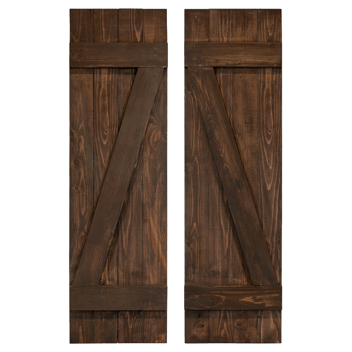Z-Bar Exterior Wood Shutters - Cedar - Set of 2