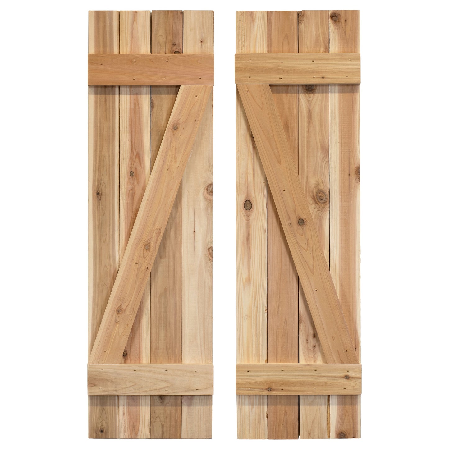 Z-Bar Exterior Wood Shutters - Cedar - Set of 2