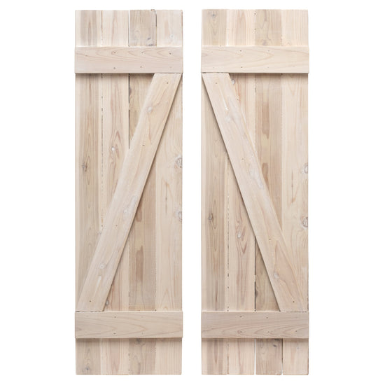 Z-Bar Exterior Wood Shutters - Cedar - Set of 2