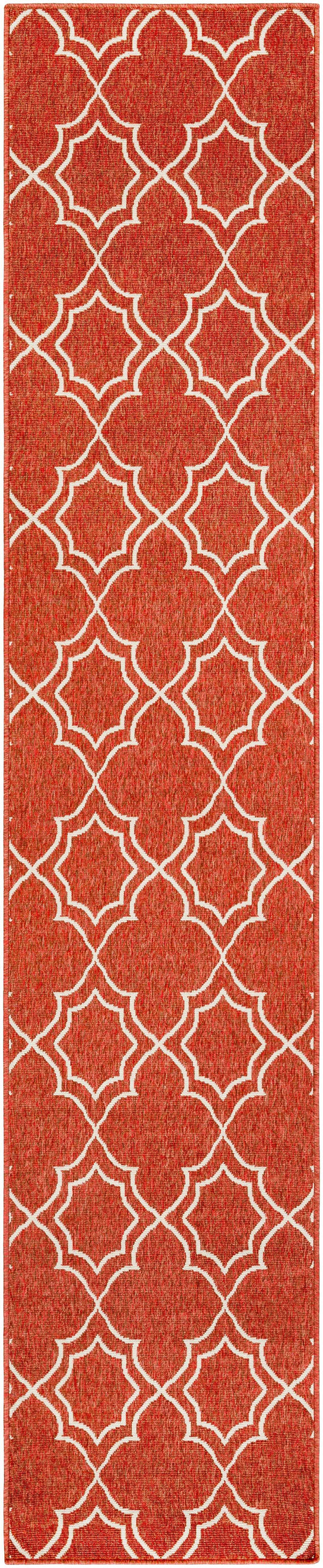 Unique Rust Red Lattice Trellis Outdoor Rug - Clearance