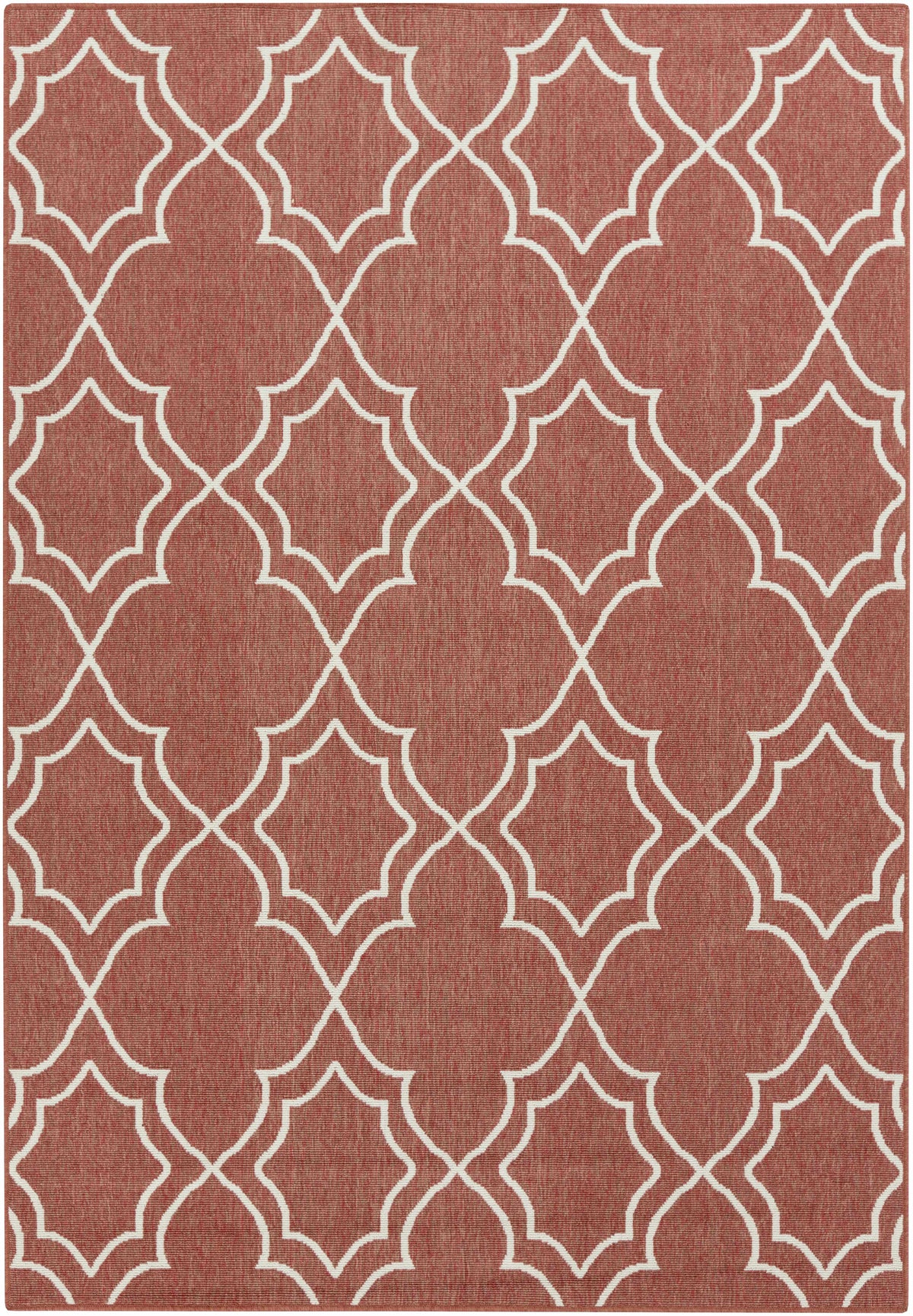 Unique Rust Red Lattice Trellis Outdoor Rug - Clearance