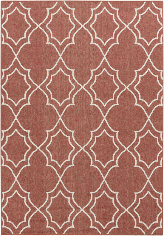 Unique Rust Red Lattice Trellis Outdoor Rug - Clearance