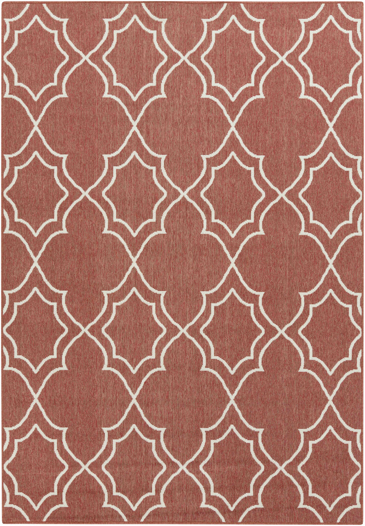 Unique Rust Red Lattice Trellis Outdoor Rug - Clearance