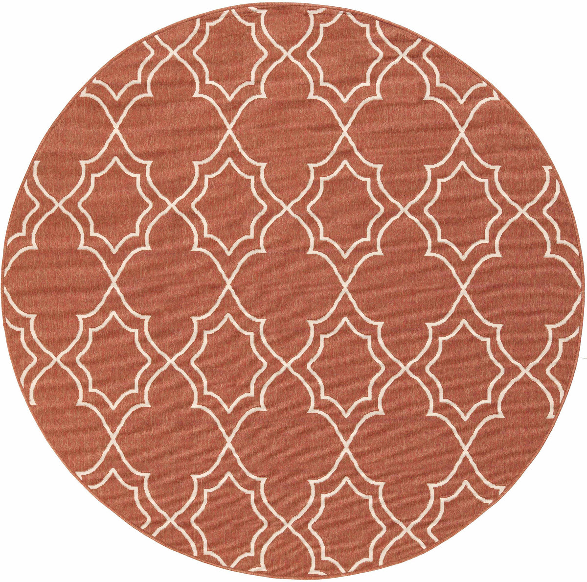 Unique Rust Red Lattice Trellis Outdoor Rug - Clearance