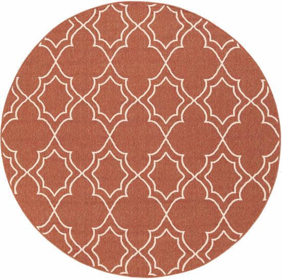 Unique Rust Red Lattice Trellis Outdoor Rug - Clearance