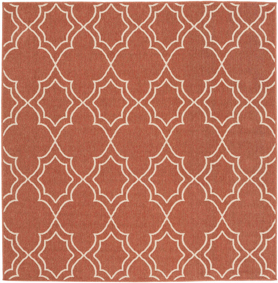 Unique Rust Red Lattice Trellis Outdoor Rug - Clearance
