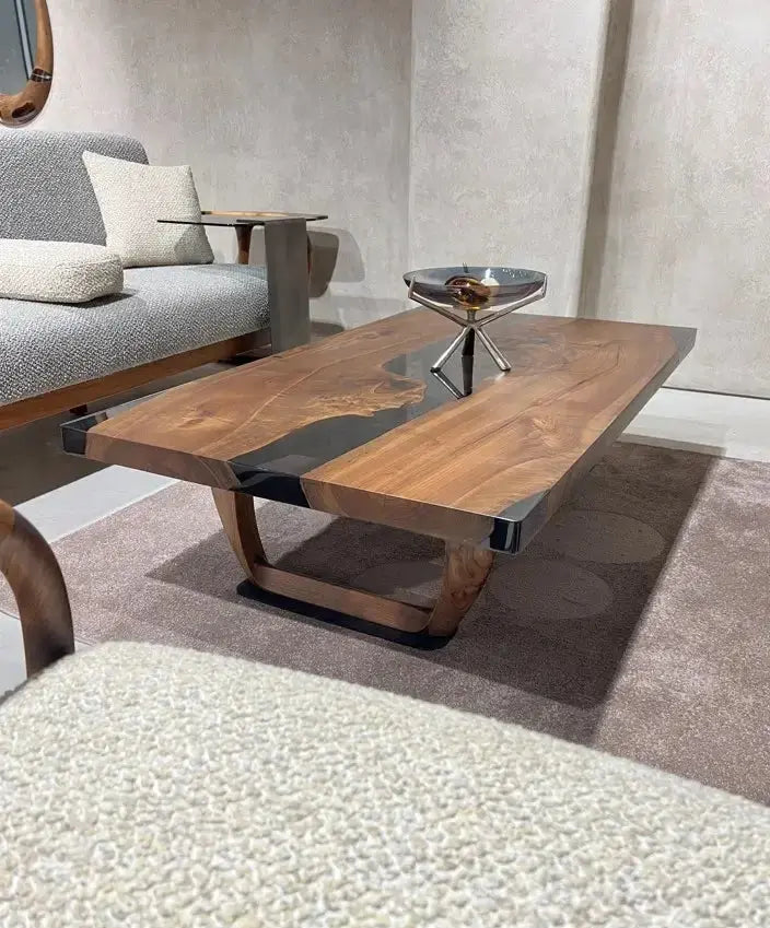 Resin Coffee Table With Walnut Legs