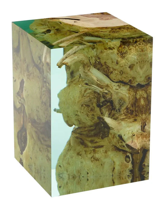 Resin Cube Side Table, Epoxy Wood Stool, Cube Accent Table