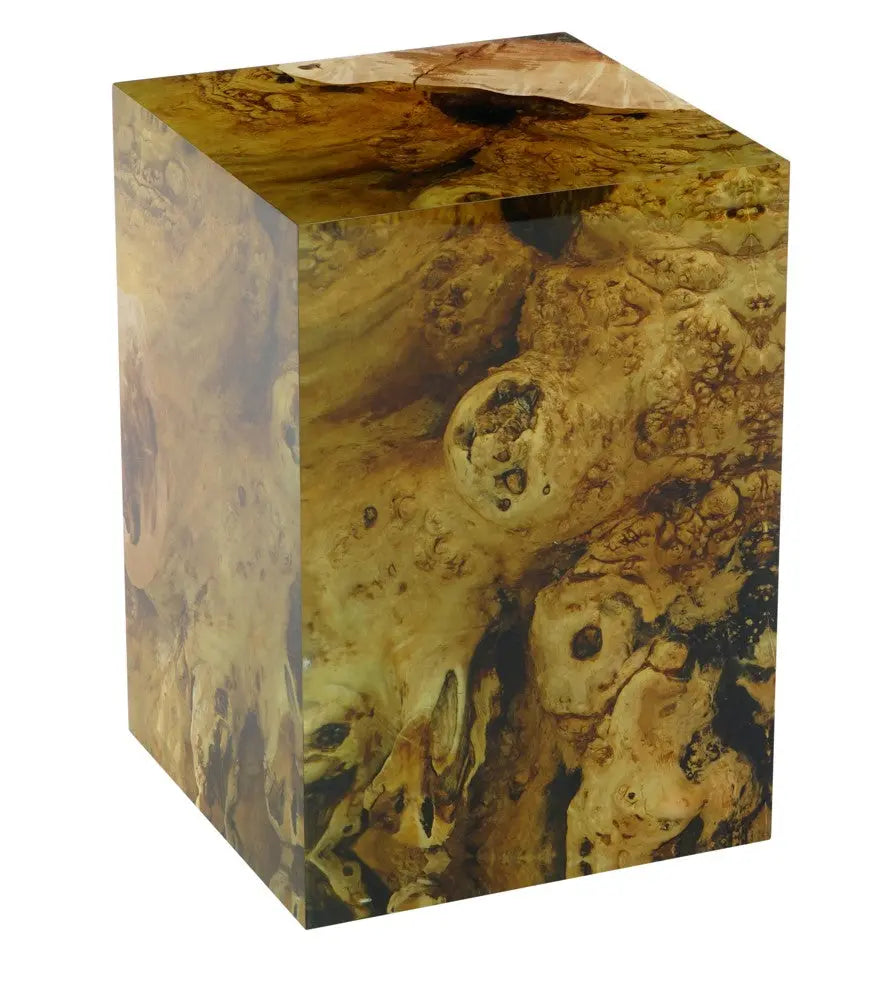 Resin Cube Side Table, Epoxy Wood Stool, Cube Accent Table