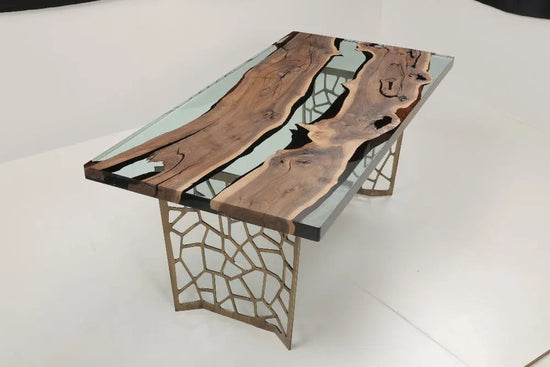 Resin Walnut River Dining Room Table | Voronoi Table