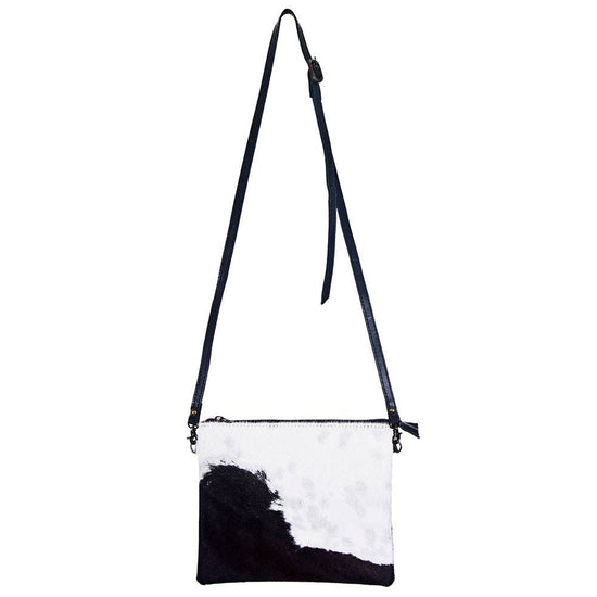 Western Hand-Tooled Genuine Hair-On Leather Crossbody Handbag — Full Grain Cowhide with YKK Zipper