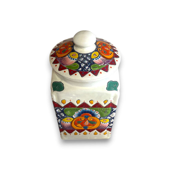 White Talavera Canister Set | Hand-Painted Mexican Kitchen Decor