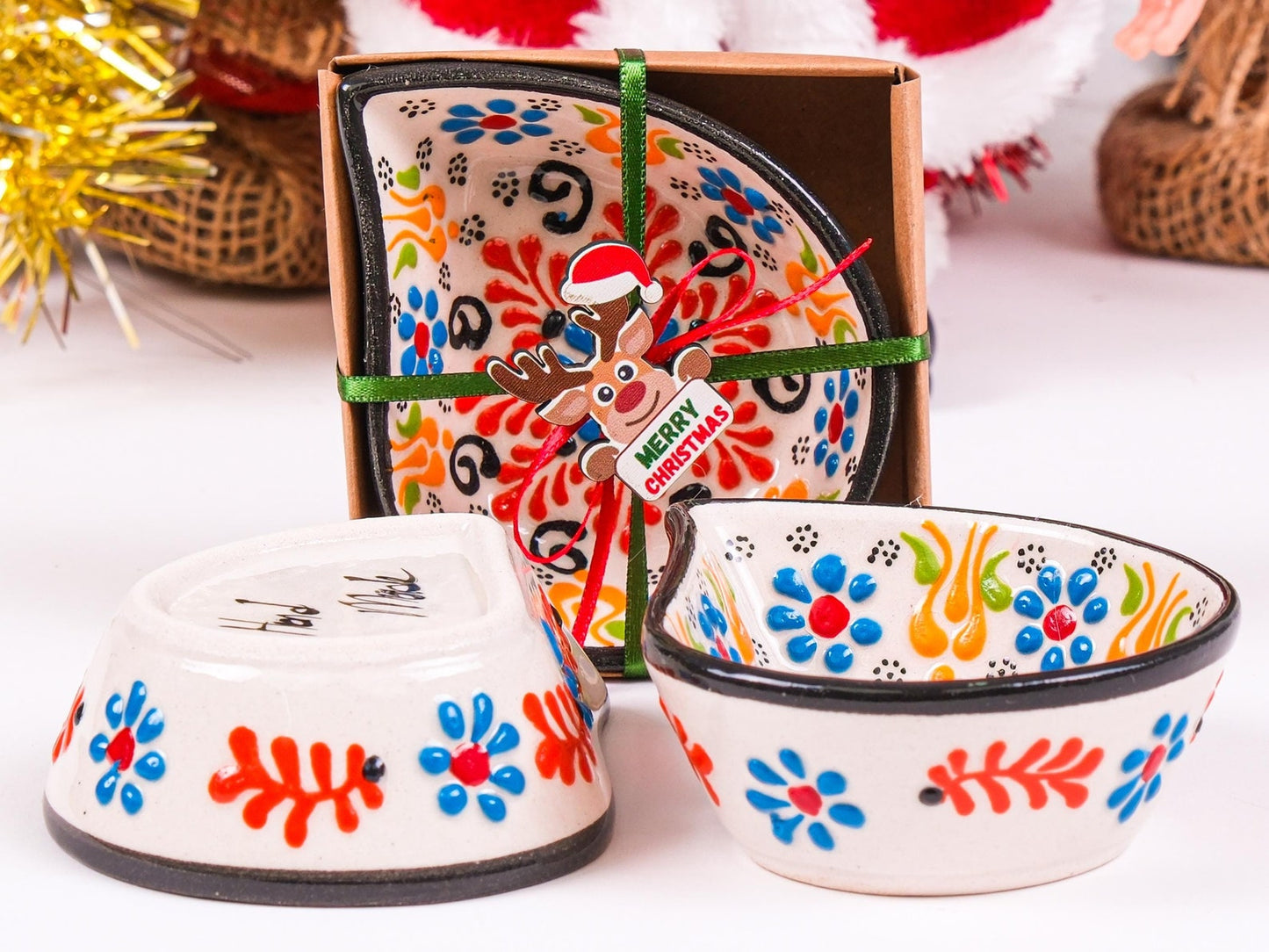 🕌 Handmade Turkish Cini Bowl – Christmas Gift - Olive Oil Dipping Dish