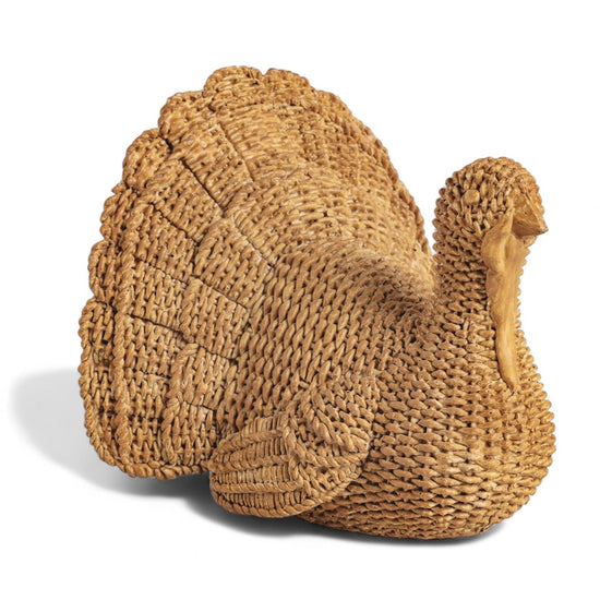 Wicker-Style Resin Turkey Centerpiece
