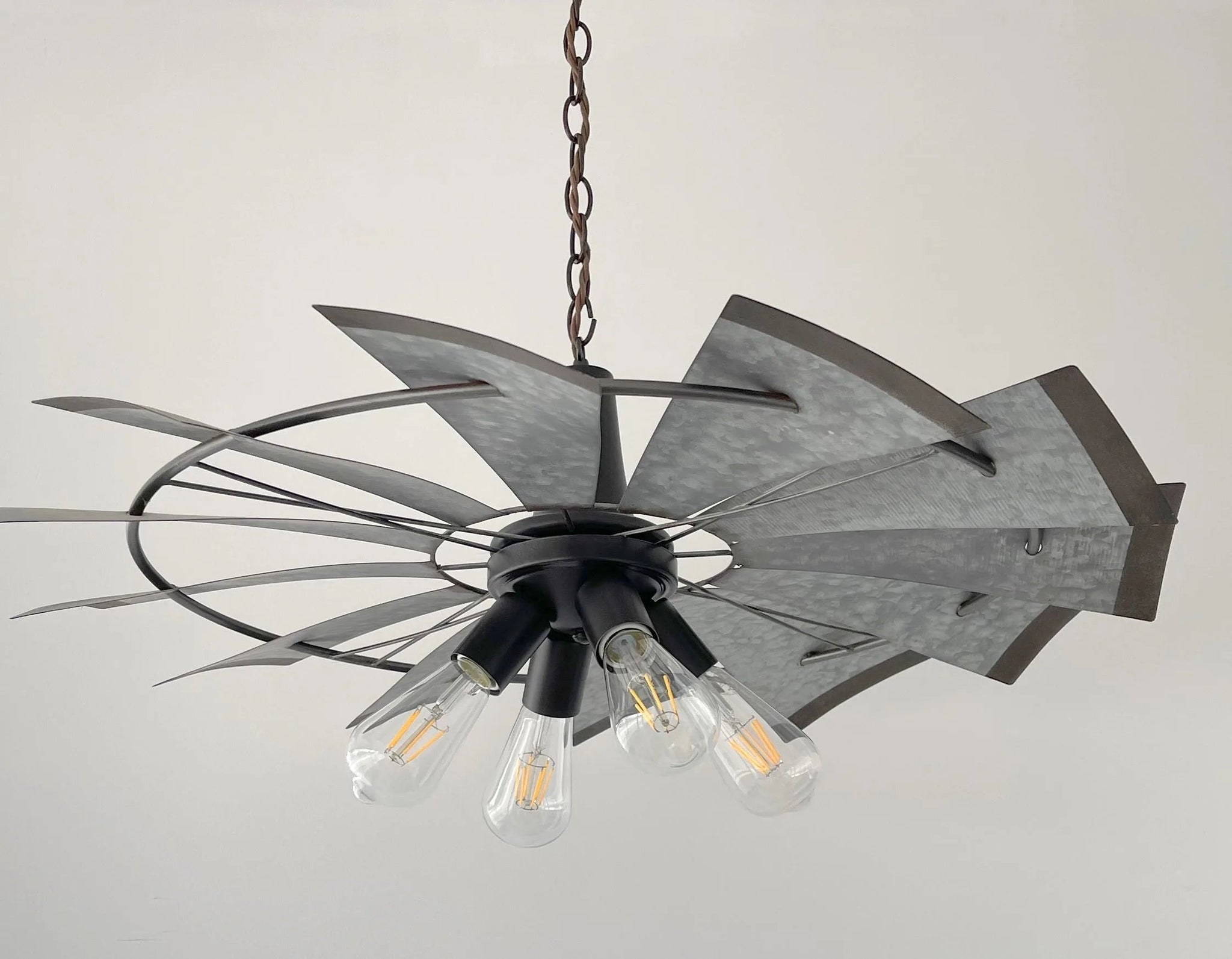 Farmhouse Windmill STATIONARY Chandelier Lighting Fixture 30"