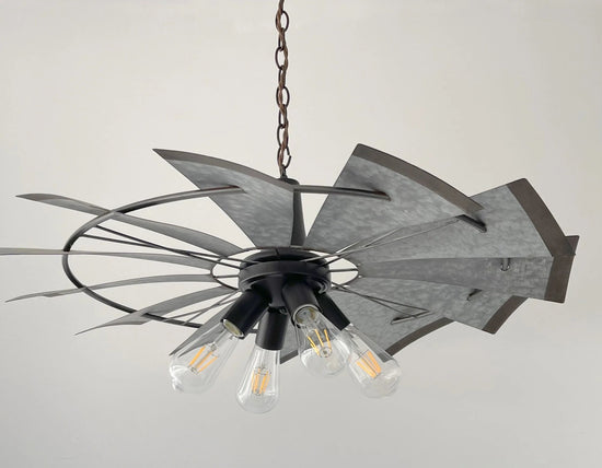 Farmhouse Windmill STATIONARY Chandelier Lighting Fixture 30"