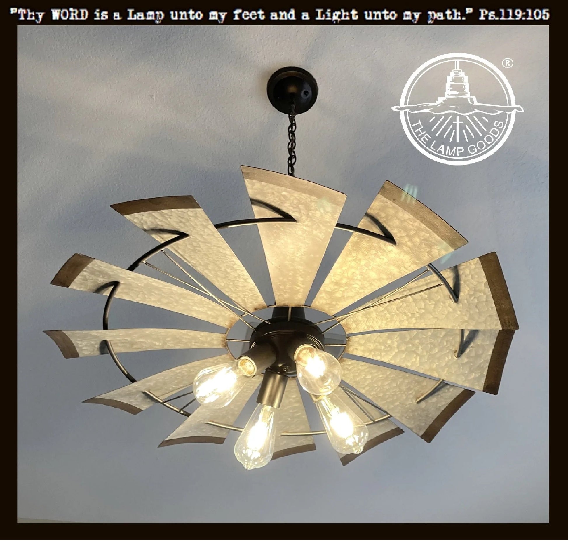 Farmhouse Windmill STATIONARY Chandelier Lighting Fixture 30"