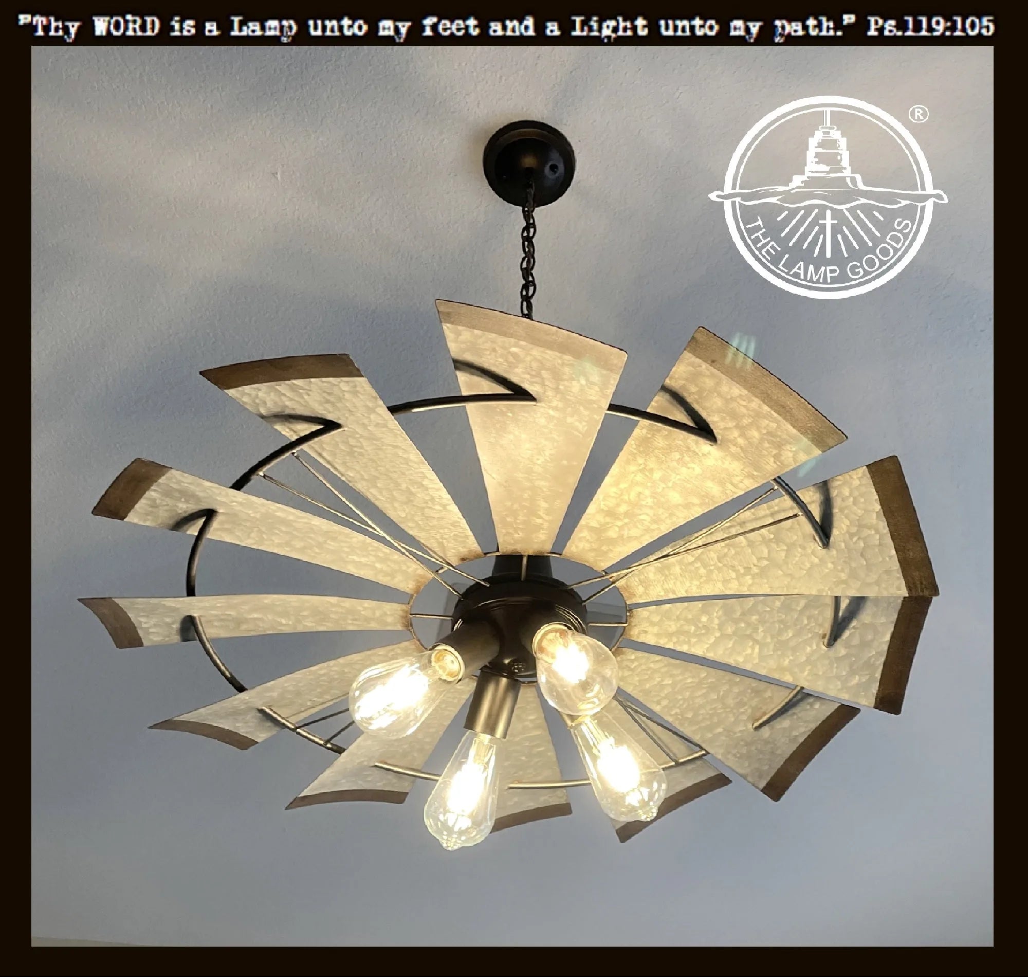 Farmhouse Windmill STATIONARY Chandelier Lighting Fixture 30"