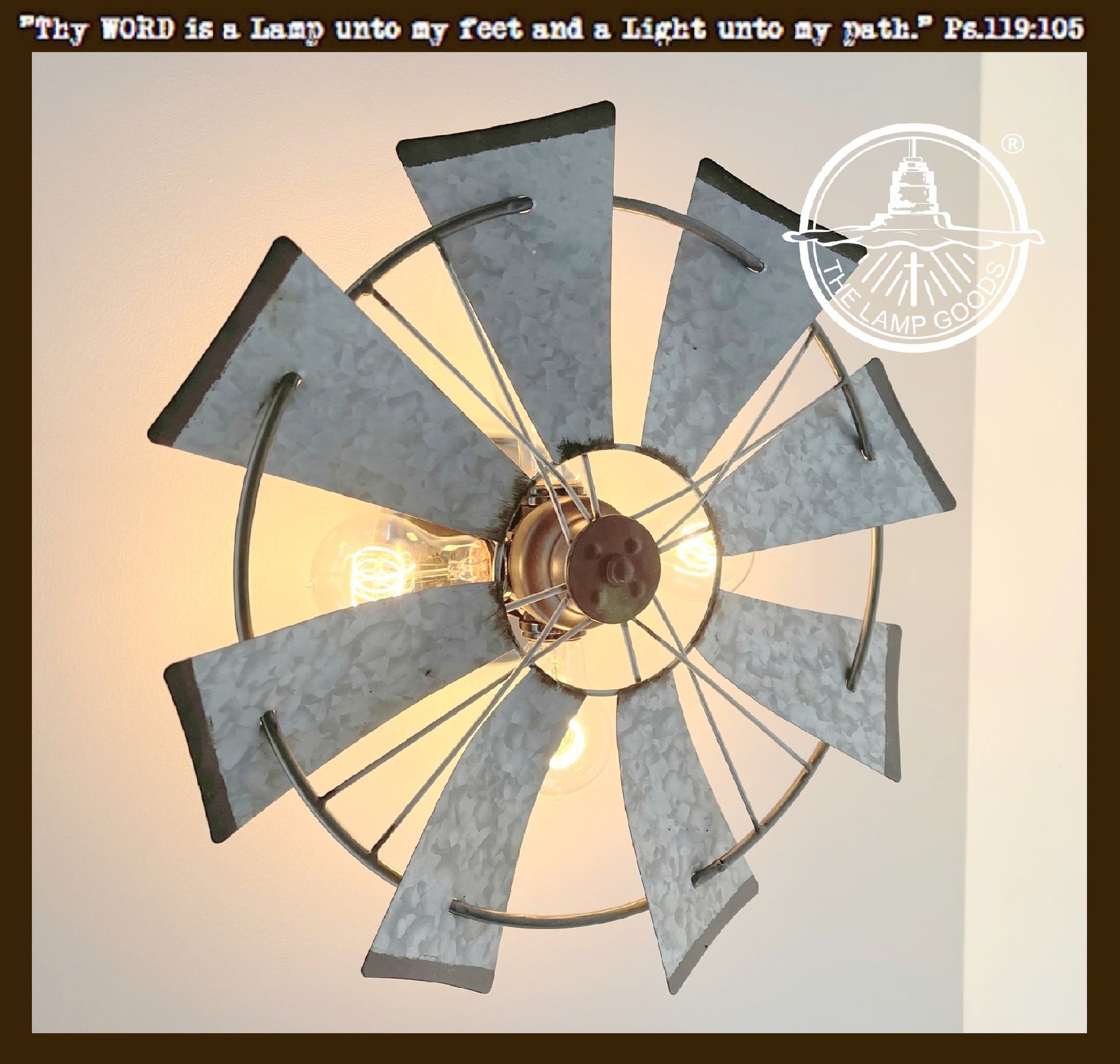 Galvanized Windmill Farmhouse STATIONARY Wall Sconce Light