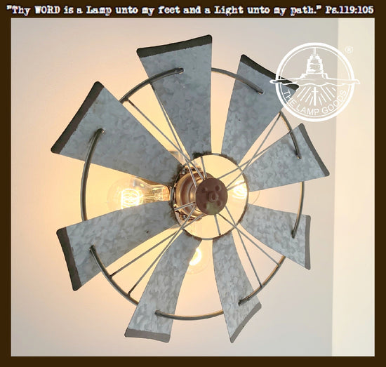 Galvanized Windmill Farmhouse STATIONARY Wall Sconce Light