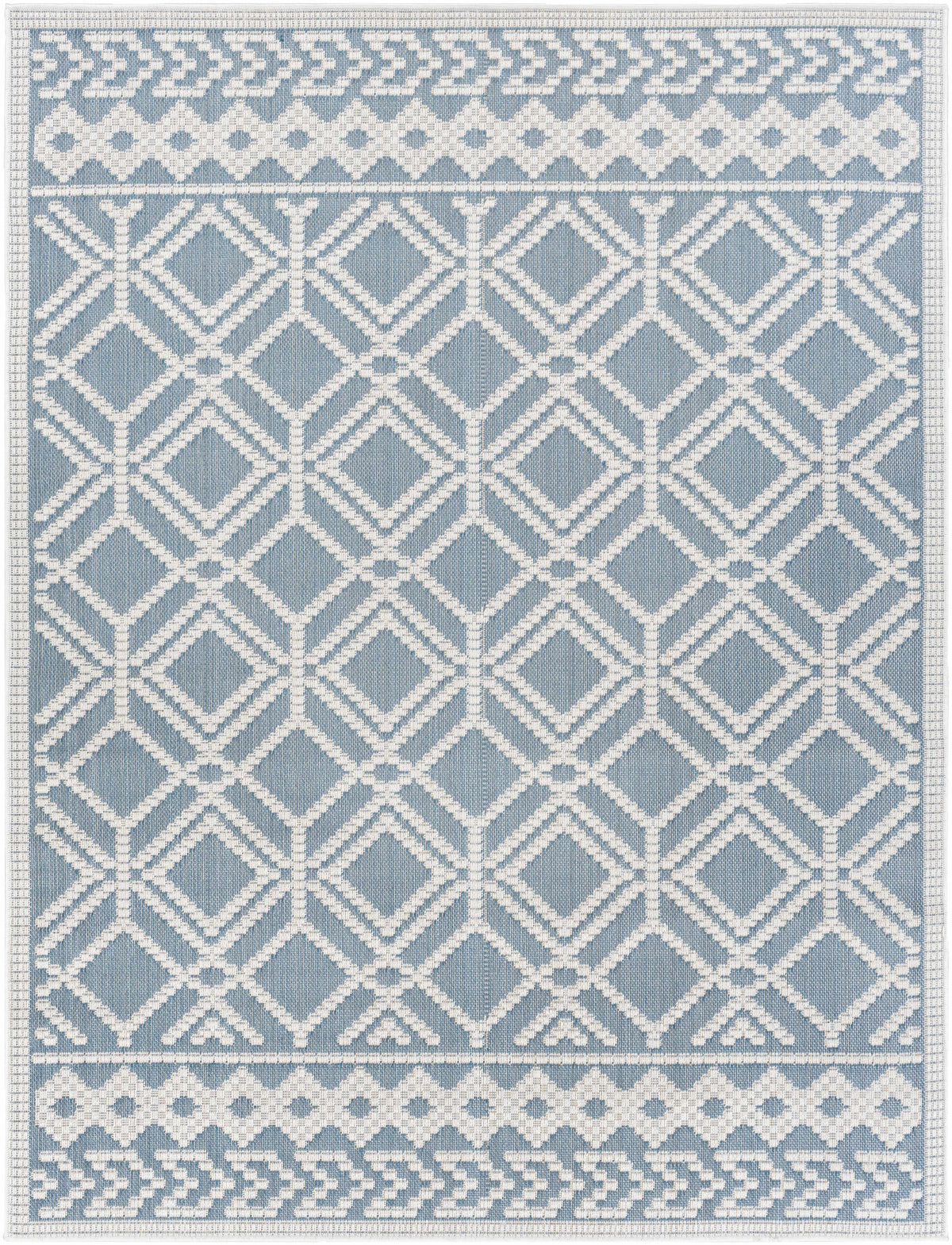 Wingina 8x10 Ice Blue Trellis Outdoor Rug - Clearance