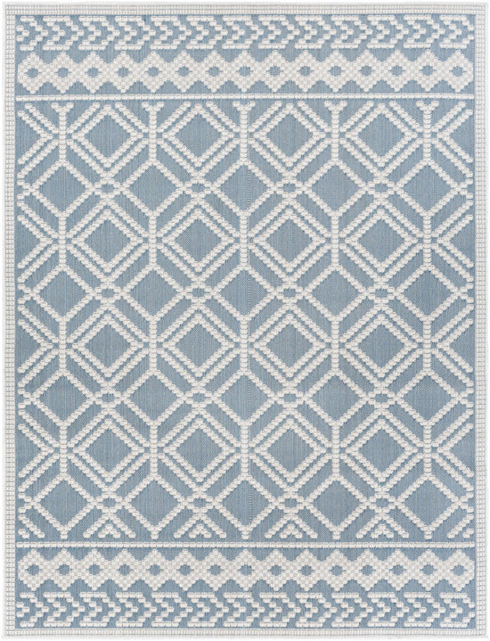 Wingina 8x10 Ice Blue Trellis Outdoor Rug - Clearance