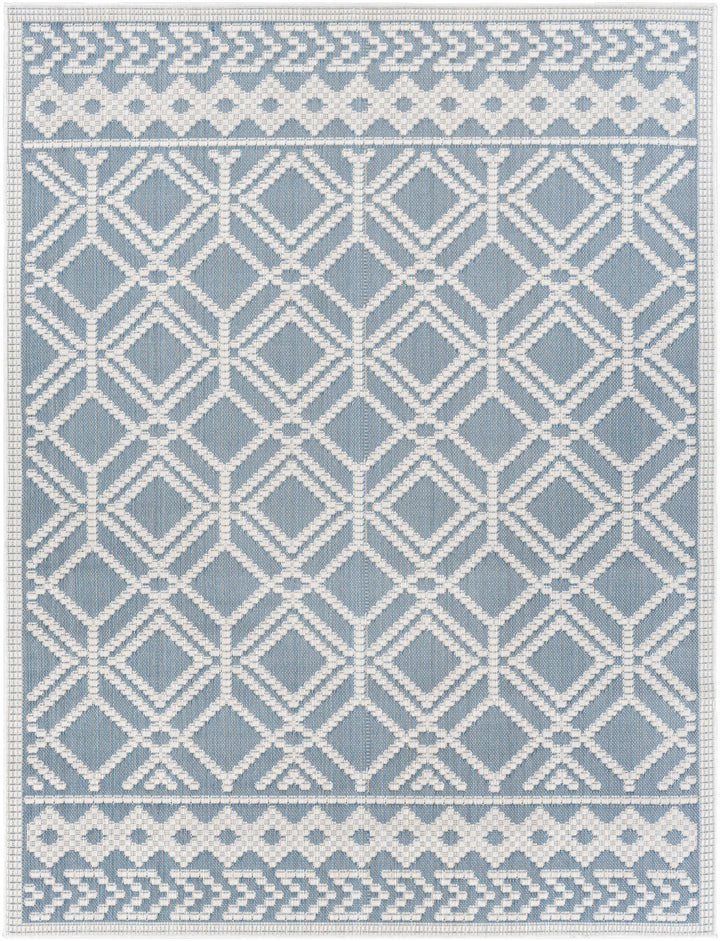 Wingina 8x10 Ice Blue Trellis Outdoor Rug - Clearance