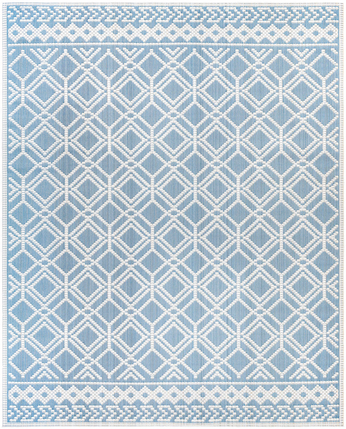Wingina 8x10 Ice Blue Trellis Outdoor Rug - Clearance