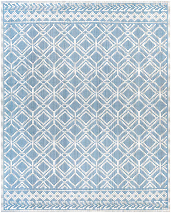 Wingina 8x10 Ice Blue Trellis Outdoor Rug - Clearance