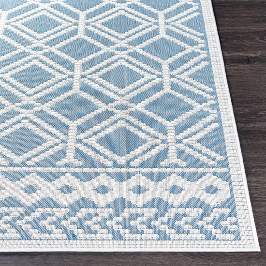 Wingina 8x10 Ice Blue Trellis Outdoor Rug - Clearance