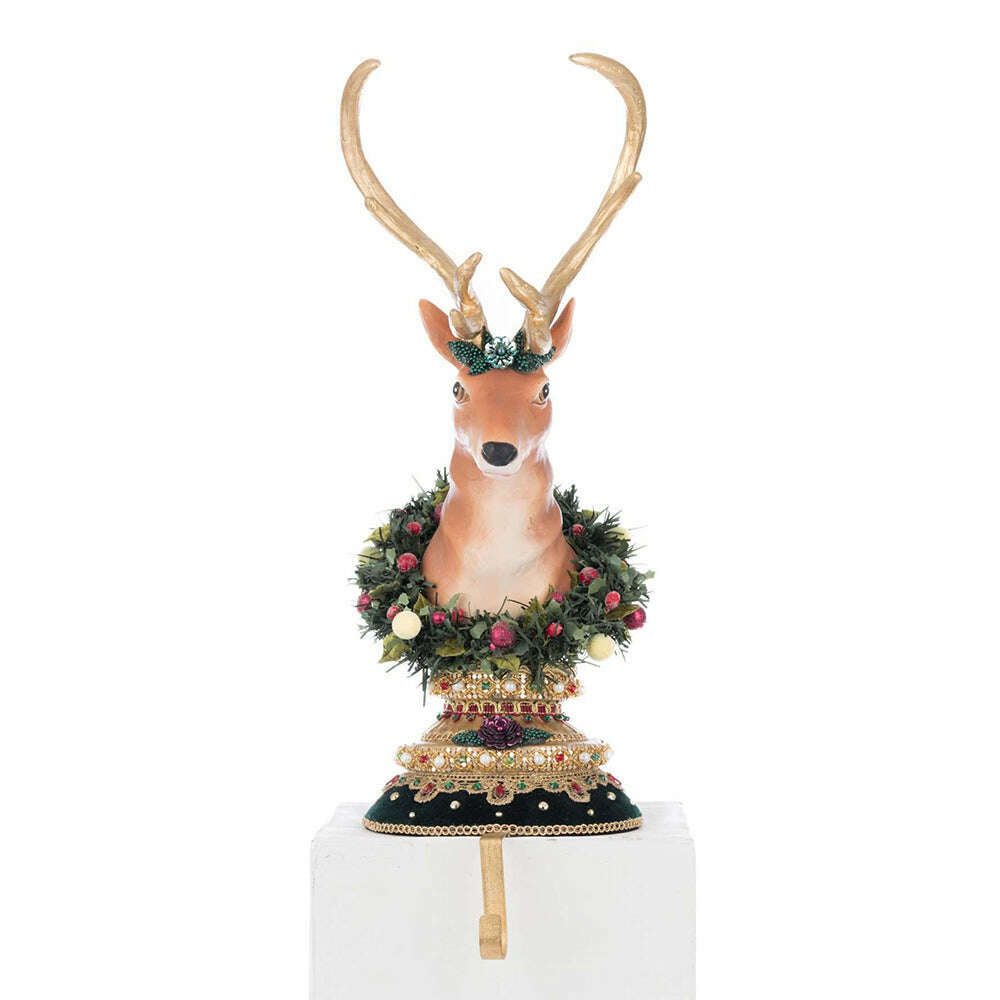 Winter Balsam and Berry Deer Stocking Holder | Christmas Decor | Katherine's Collection