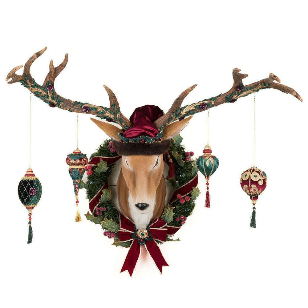 Winter Balsam and Berry Deer Wall Piece with Ornaments | Christmas Decor | Katherine's Collection