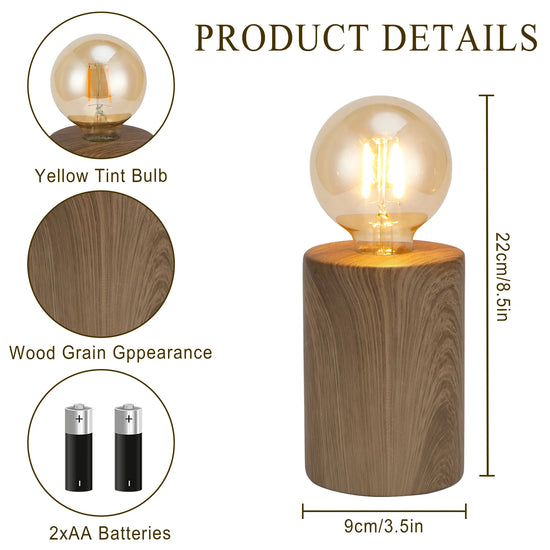 Set of 2 8.5" Tall Wood Grain Table Lamps